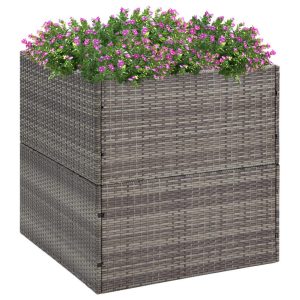Donica ogrodowa szara 80x80x80 cm rattan PE