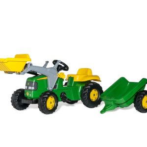 Rolly Toys 023110 Traktor Rolly Kid John Deere z łyżką i przyczepą