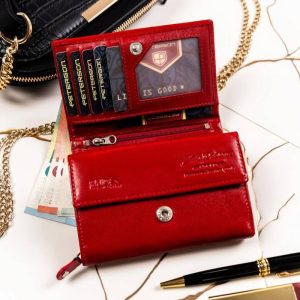 Zestaw prezentowy: pojemny portfel damski i brelok ze skóry naturalnej - Peterson