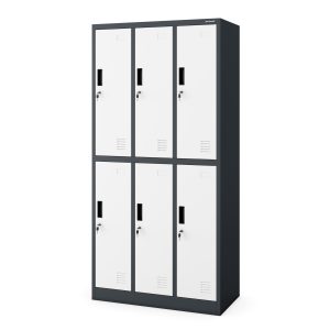 Szafka socjalna ubraniowa BHP antracytowo-biała 6-drzwiowa: IGOR, 900 x 1850 x 450 mm