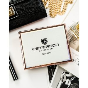 Elegancki, mały portfel damski ze skóry ekologicznej w czarnym kolorze - Peterson