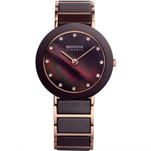 Zegarek BERING 11435-765. Kwarcowy, Kolor brązowy. Kobieta.