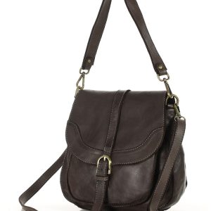 Torebka vintage retro skórzana listonoszka saddle bag - MARCO MAZZINI ciemnobrązowa