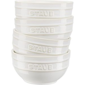 STAUB SERVING Zestaw 4 misek okrągłych 12 cm, kość słoniowa