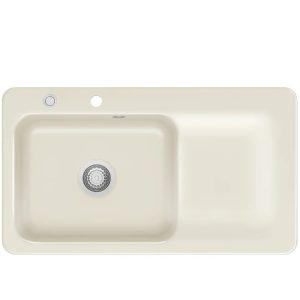 Systemceram Juna 90 Magnolia, zlewozmywak ceramiczny, korek manualny