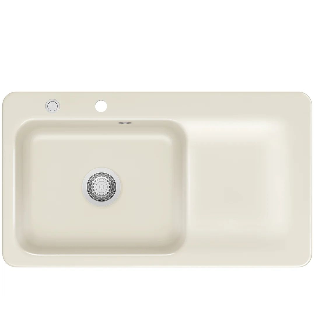 Systemceram Juna 90 Magnolia, zlewozmywak ceramiczny, korek manualny