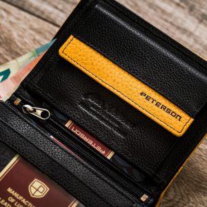 Skórzany portfel męski z kontrastowym obszyciem - Peterson