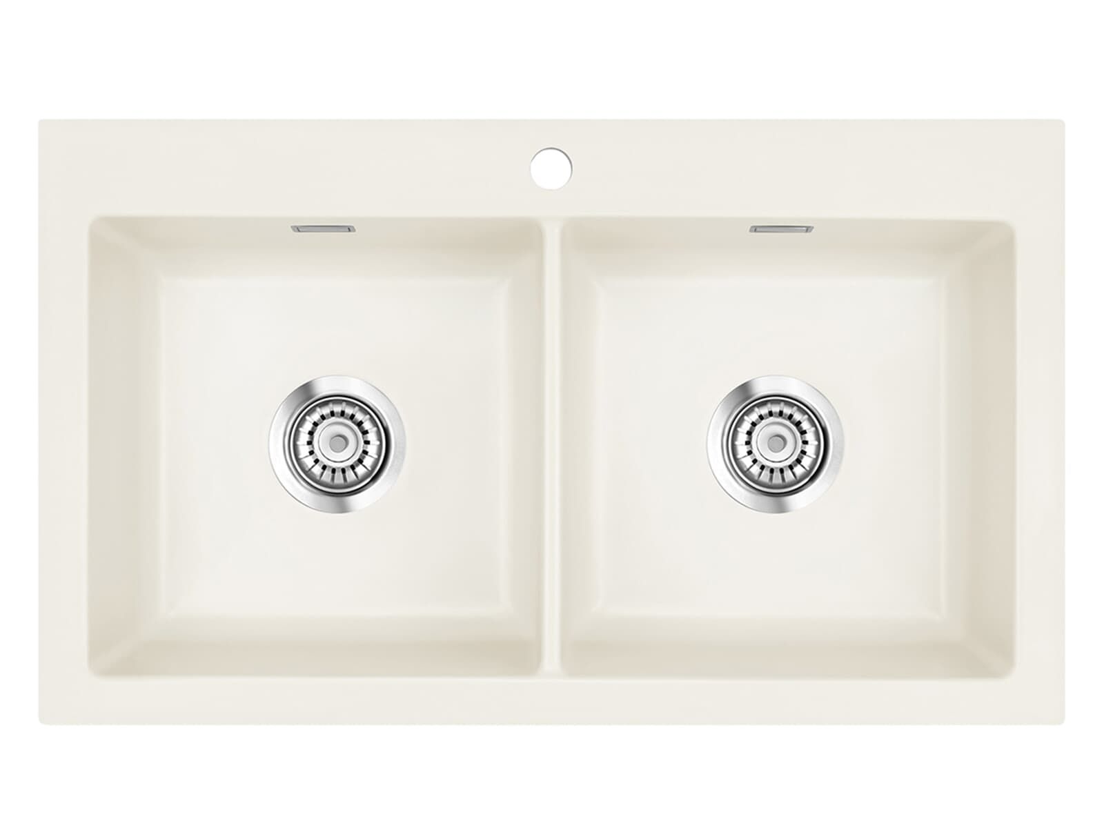 Systemceram Mera Twin Jasmin, Zlewozmywak ceramiczny, korek manualny,