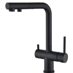 Helika 2683-MB Czarny mat bateria z wyciąganą wylewką i podłączeniem do filtra