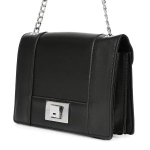 Czarna Damska Torebka Listonoszka wizytowa usztywniana I21