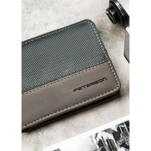 Szary portfel męski bez zapięcia zewnętrznego z systemem RFID - Peterson