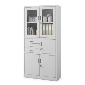 Biurowa szafa metalowa z sejfem na akta i dokumenty FILIP, 900 x 1850 x 400 mm, szara