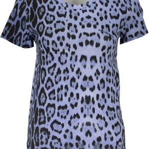 T-SHIRT DAMSKI Z KRÓTKIM RĘKAWEM KLASY CAVALLI NIEBIESKI