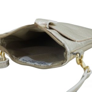 Mini torebka / etui ze skóry metalizowanej - Złota