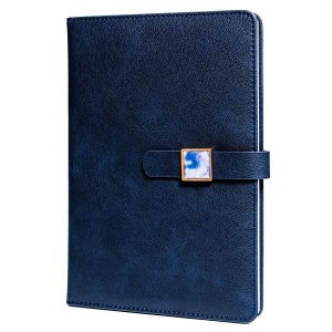 Zestaw prezentowy: granatowy notes w linie i czarny długopis z czarnym wkładem - Peterson