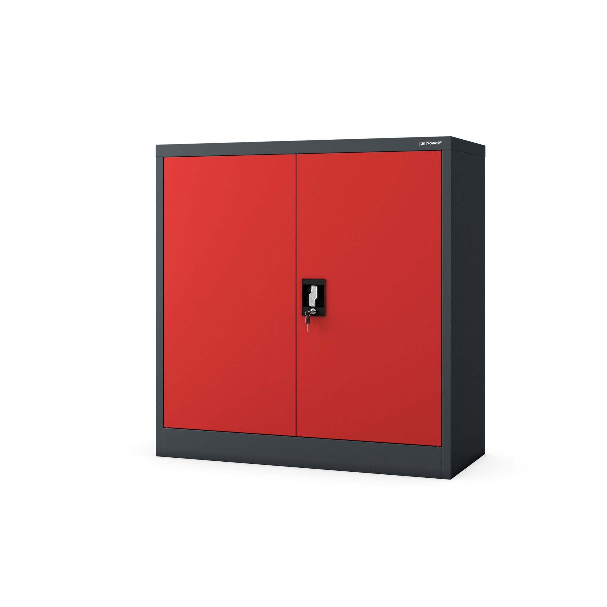Szafka z pólkami zamykana, warsztatowa BEATA, 900 x 930 x 400 mm, antracytowo-czerwona