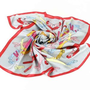 Gawroszka chusta damska ze wzorem silk touch 70X70 - czerwona