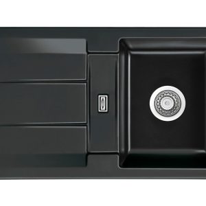 Systemceram Genea 87 Nero, zlewozmywak ceramiczny, korek manualny