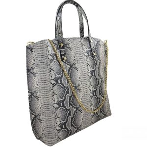 Torebka shopper z kolorowym nadrukiem - Beżowa