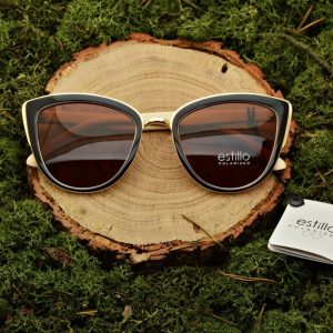 Damskie okulary przeciwsłoneczne polaryzacyjne czarno-kremowe EST-03A