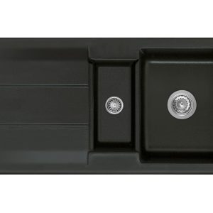 Systemceram Genea 100 Nigra, Zlewozmywak ceramiczny, korek manualny