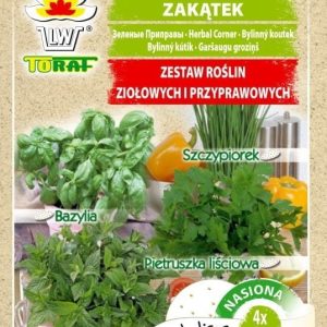 Ziołowy zakątek Bazylia Mięta Szczypiorek Pietruszka naciowa na taśmie 4 krążki - TORAF