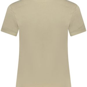 GUESS JEANS BEŻOWA DAMSKA KOSZULKA Z KRÓTKIM RĘKAWEM