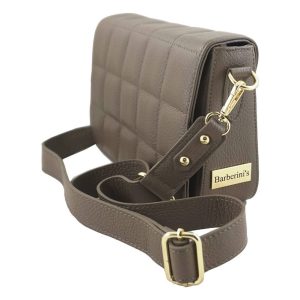 Modna torebka pikowana skórzana - Beżowa ciemna