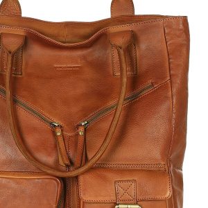 Duża torba shopper z przegródkami skóra naturalna - MARCO MAZZINI brąz camel