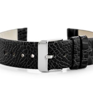 Pasek skórzany do zegarka W57 - czarny - 20mm