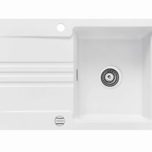 Systemceram Kara 85 Polar, zlewozmywak ceramiczny, korek manualny