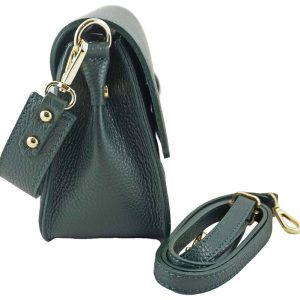 Torebka skórzana crossbody włoska - Szara ciemna