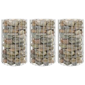 Okrągłe donice gabionowe podniesione 3 szt. stal Ø30x50 cm