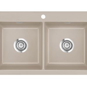 Systemceram Mera Twin Fango, Zlewozmywak ceramiczny, korek manualny,