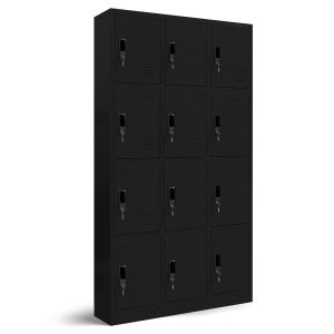 Szafka śniadaniowa BHP metalowa MARCIN, 900 x 1850 x 400 mm, czarna