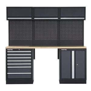 Feistos Wyposażenie warsztatu Szafka narzędziowa Apollo 8 łącznie z perforowaną ścianą Szary/Czarny 204x46x200cm
