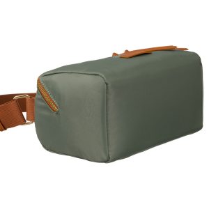 Zielono-brązowa listonoszka damska z nylonu i skóry ekologicznej - Peterson