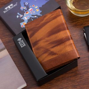 Portfel skórzany męski pionowy klasyczny brązowy RFiD Beltimore D36