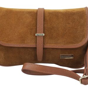 Zamszowa torebka damska Barberini's - Brązowa jasna