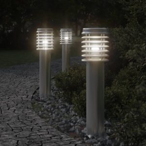 Lampa stojąca LED do ogrodu, srebrna, 60 cm, stal nierdzewna