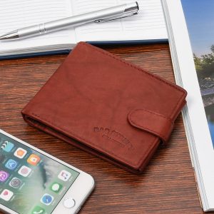 Wiśniowy Bag Street Portfel Skórzany Męski poziomy na karty 883