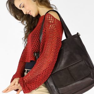 Torebka damska shopper A4 skóra naturalna - MARCO MAZZINI brąz caffe