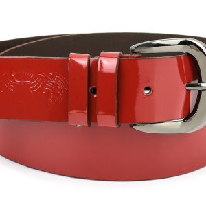 Beltimore skórzany damski pasek do spodni 4 cm czerwony A71 : Kolory - czerwony, Rozmiar pasków - r.110-125 cm