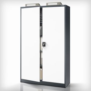 Szafa biurowa metalowa na akta antracytowo-biała JAN II, 1150 x 1850 x 400 mm