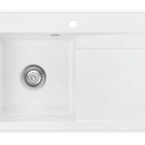 Systemceram Stema 80 Polar, zlewozmywak ceramiczny, korek manualny