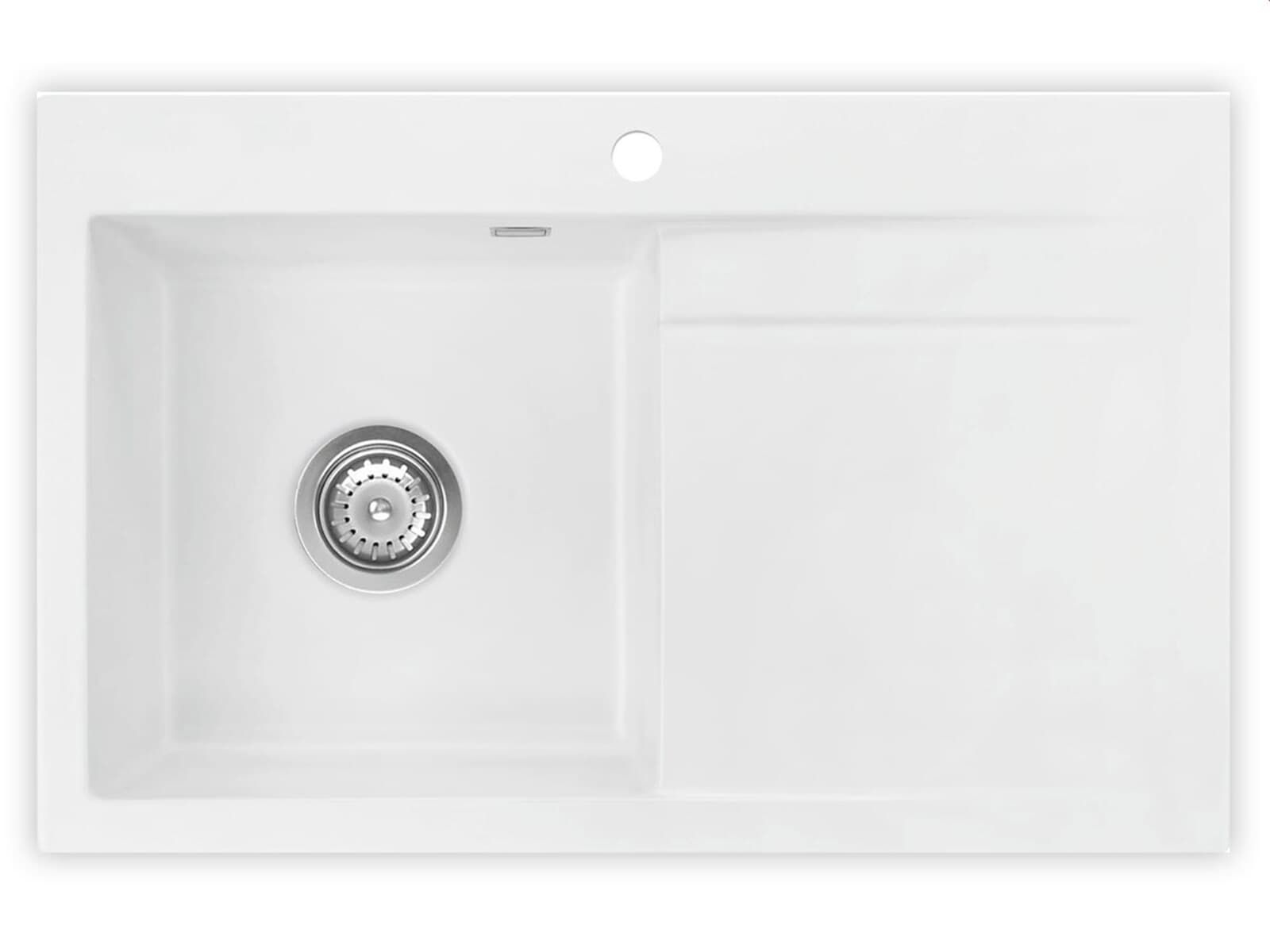 Systemceram Stema 80 Polar, zlewozmywak ceramiczny, korek manualny