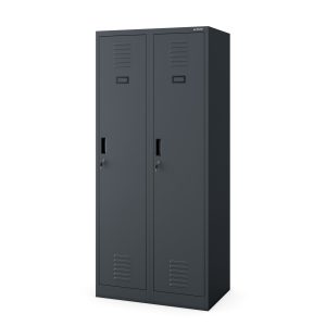 Szafa socjalna BHP ubraniowa czterokomorowa KACPER, 800 x 1800 x 500 mm, antracytowa