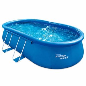 Summer Waves Szybki basen nadmuchiwany basen owalny łącznie z akcesoriami Niebieski 549 x 305 x 107 cm