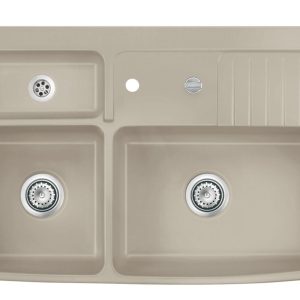 Systemceram Centra 90 Fango, zlewozmywak ceramiczny, korek automatyczny