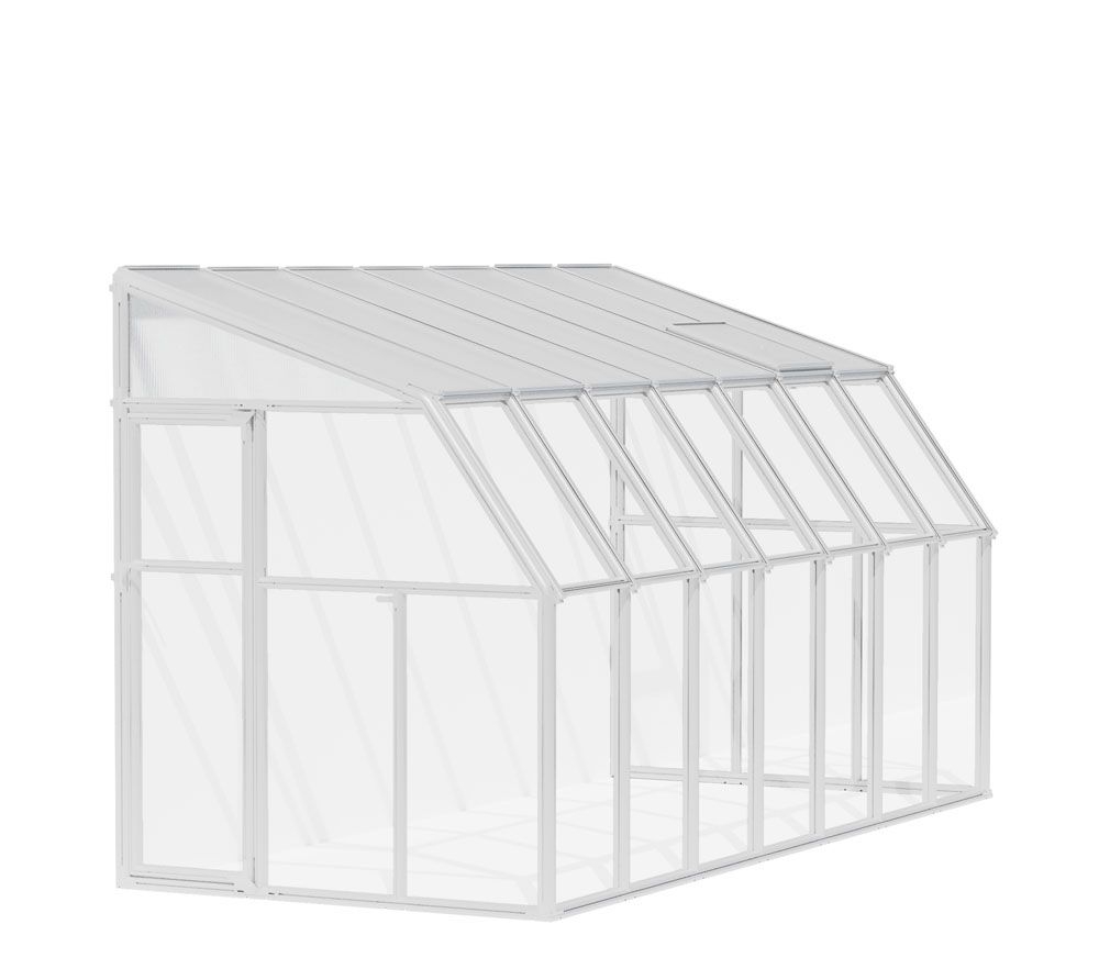 Rion Plastikowa szklarnia przyścienna Sun Room 38 Biały Plastikowa szklarnia przyścienna o wymiarach 446x201x247 cm Sun Room 38 Biały 446 x 201 x 247